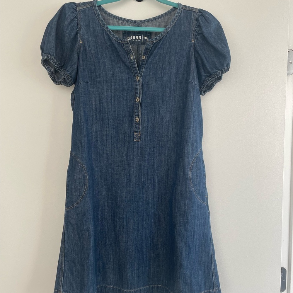 Gap 1969 Denim Puff Sleeve Dress